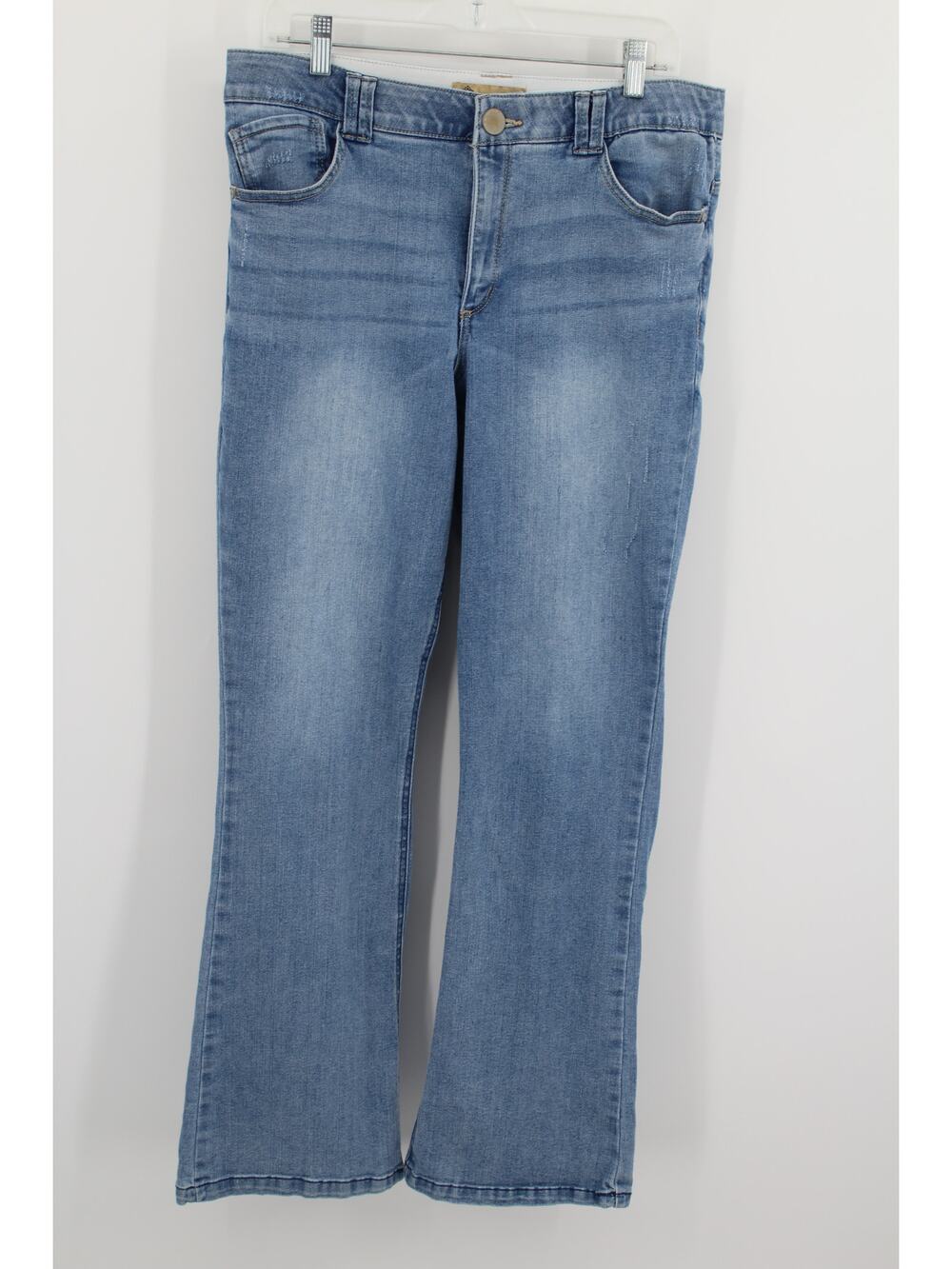 Democracy Ab Technology Jeans Size 14 Bootcut Flare Distressed Light Wash